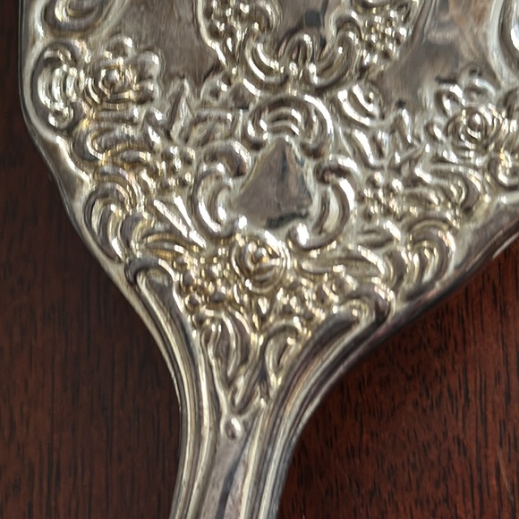 Ornate Princess Silver Plated Hand Mirror and Brush Vanity Set - Picture 6 of 6